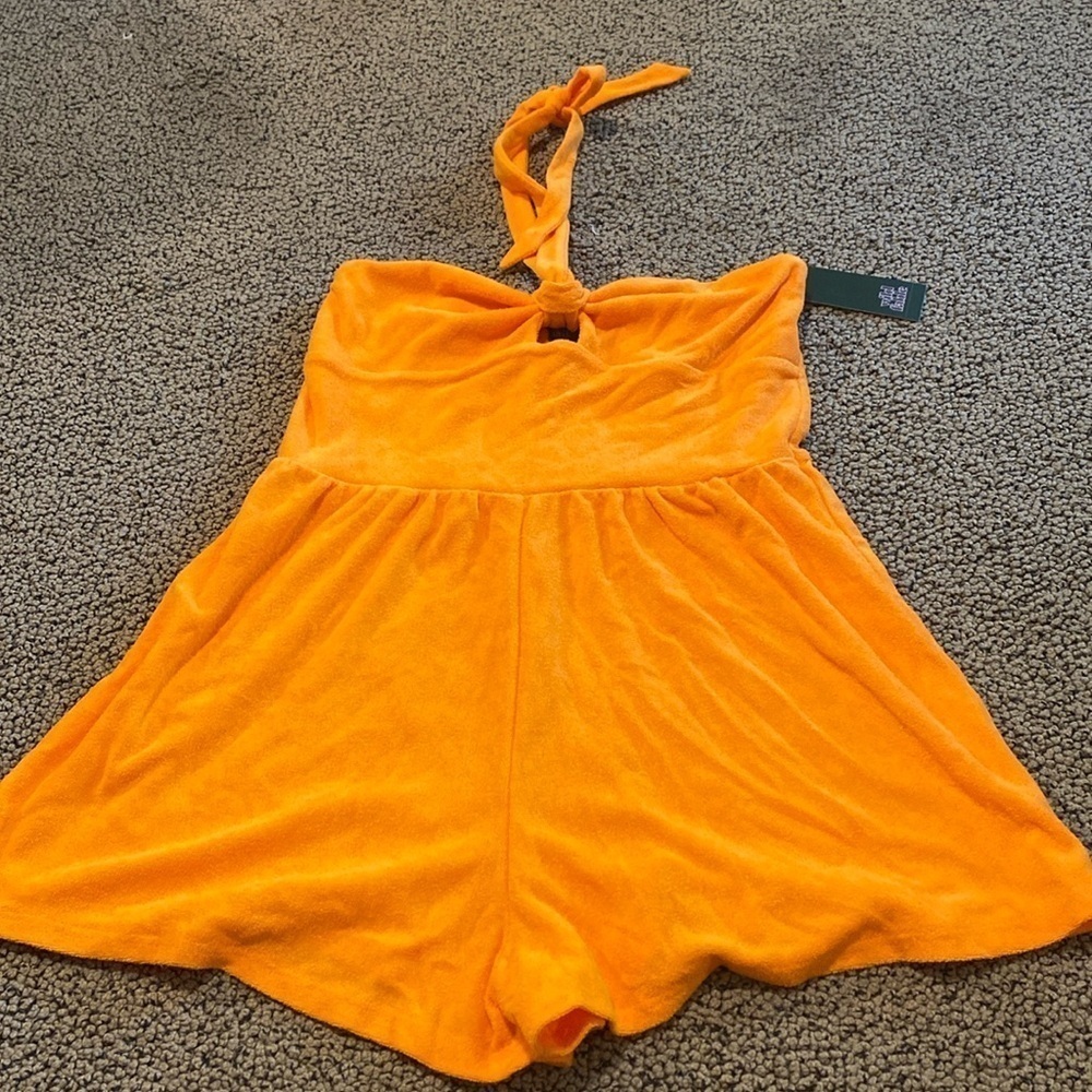 NWT Wild Fable Orange Terry Cloth Romper Size Small